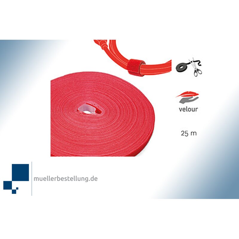 SPKBP-16-25-RD LTC 1220 PRO Klettbandrolle Dual, rot, 16 mm, 25 m