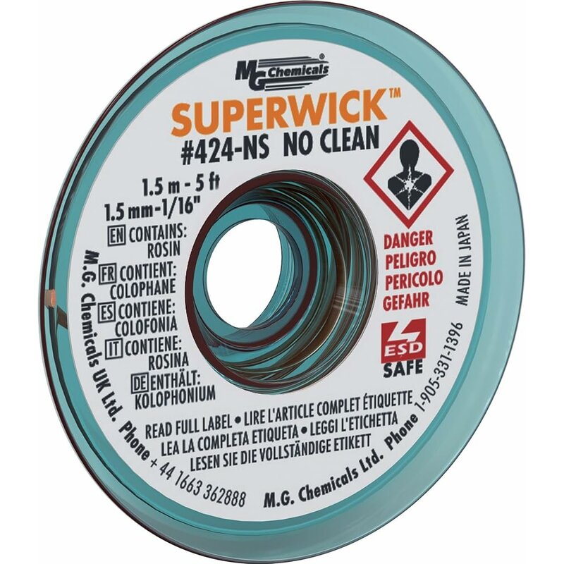 MG Chemicals - Superwick - #2 Yellow, Static Free, No Clean, 1.5 mm - 1/16