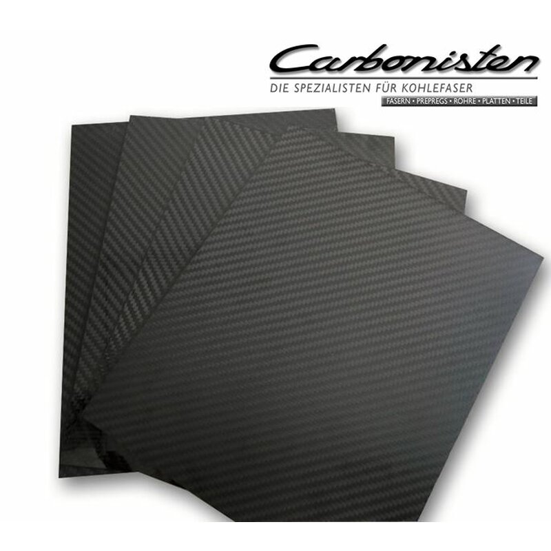 0010-Z80400-0520-0340-D CFK-Platte, 1,0 mm dick, 520 x 340 mm (Lnge x Breite) Carbon-Platte Kohlefaser Carbonfaser Zuschnitt aus CFK