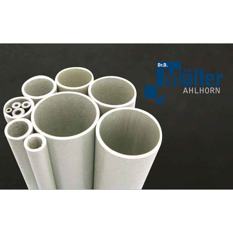 GRP-tube white (Polyester), 22 x 17 x 500 mm Round pipe Glass fiber pipes Polyester resin Polyester GRP